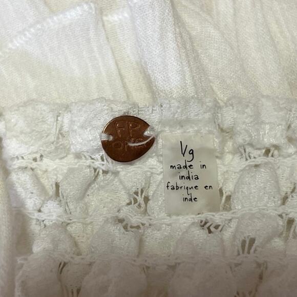 Free People Adella White Lace Peplum Sleeveless Cami Camisole Crop Tank Top L - Picture 3 of 4